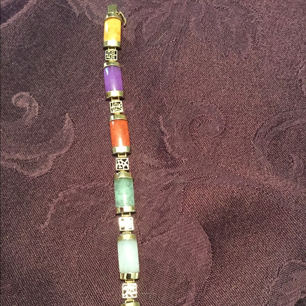 Vintage 1970’s Multicolored Real Jade Bracelet